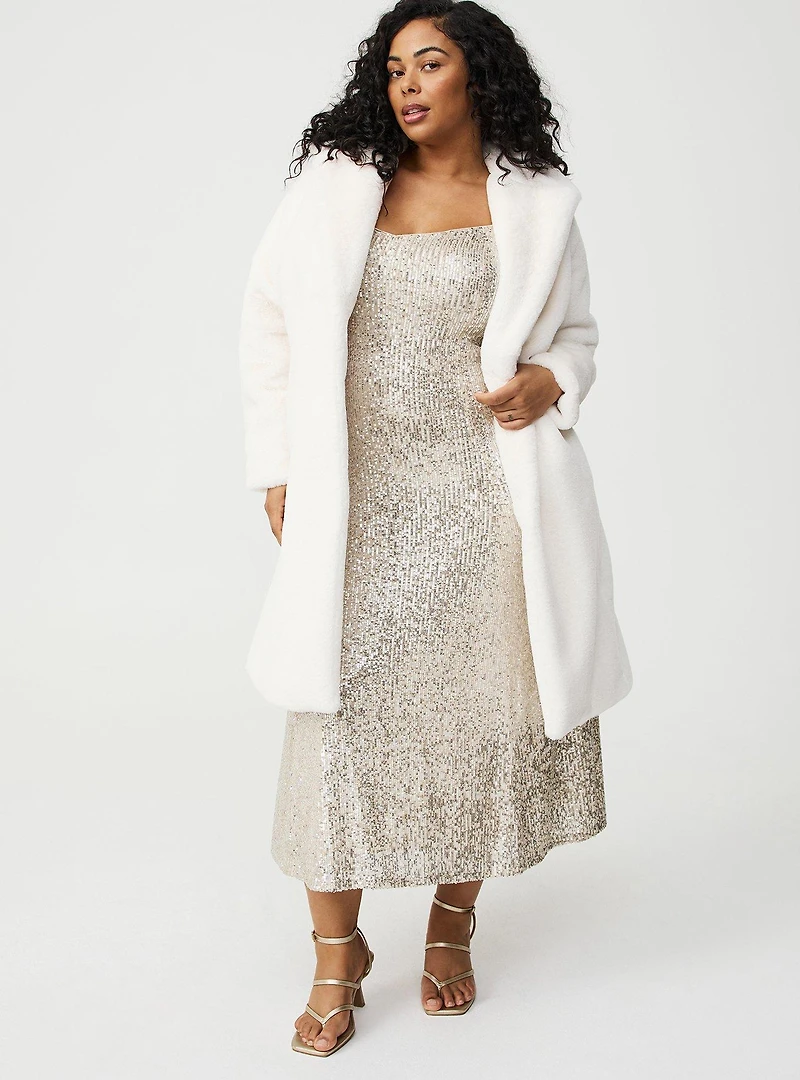V-Neck Sequin Slip Maxi Dress