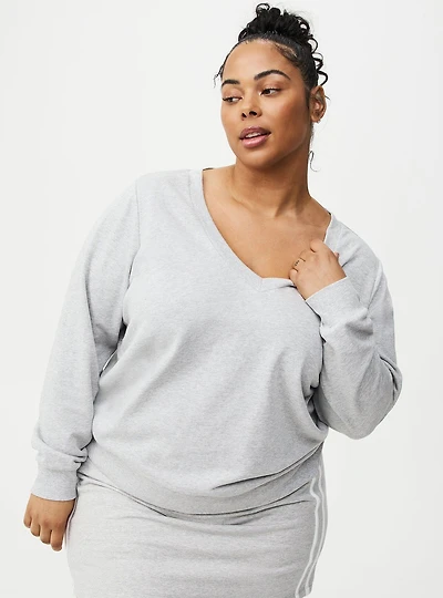 Terry V-Neck Pullover
