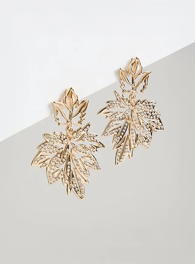 Pave Leaf Statement Earring