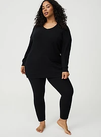 Rib Scoop V-Neck Lounge Tunic