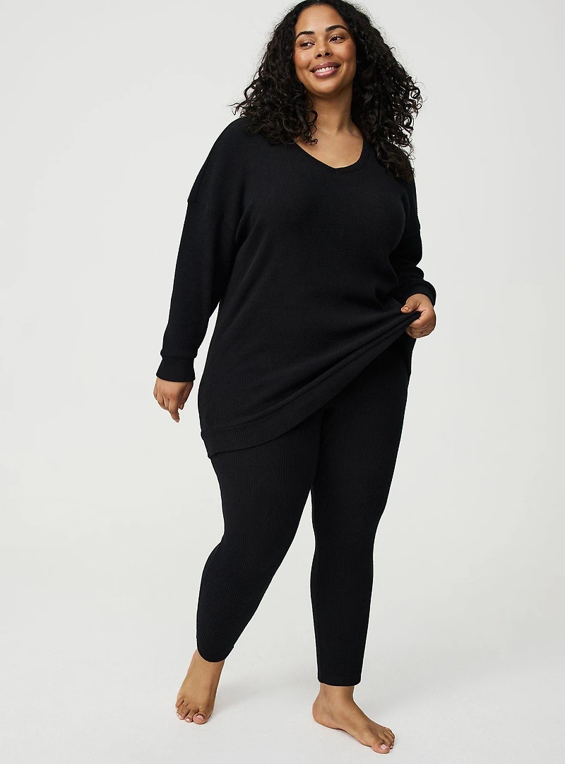 Rib Scoop V-Neck Lounge Tunic