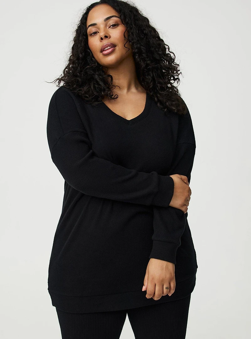 Rib Scoop V-Neck Lounge Tunic