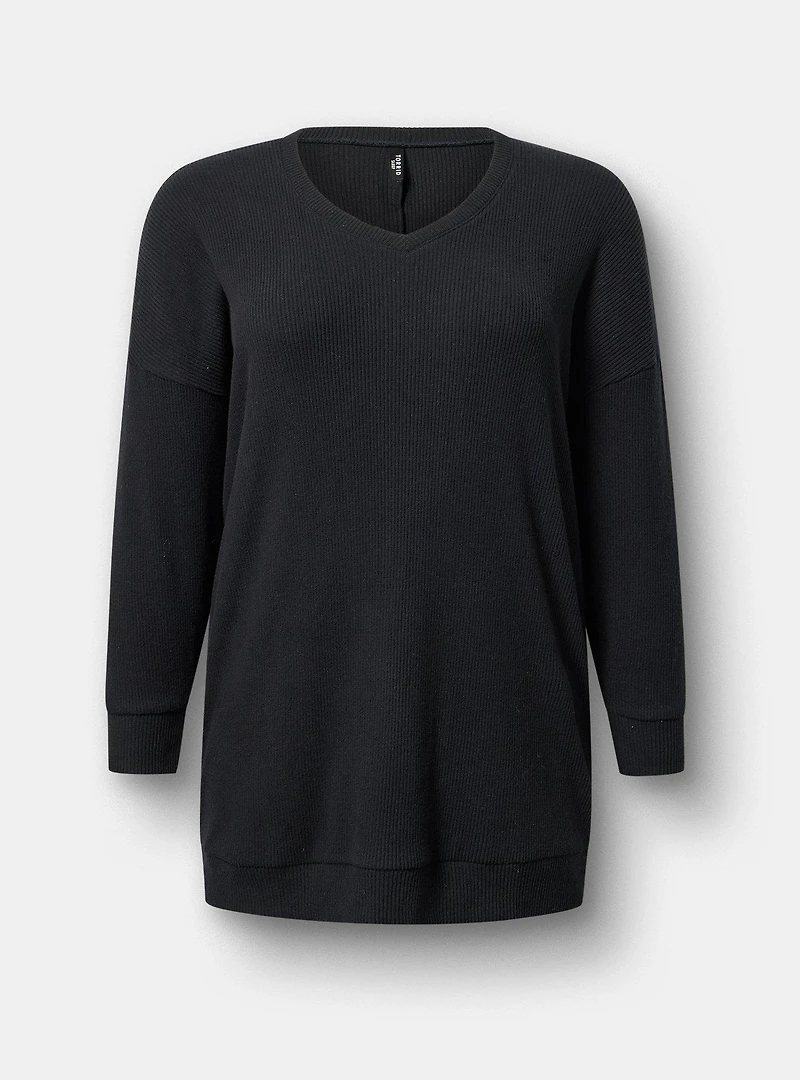 Rib Scoop V-Neck Lounge Tunic