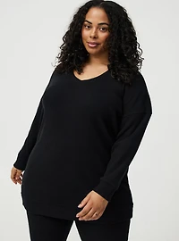 Rib Scoop V-Neck Lounge Tunic