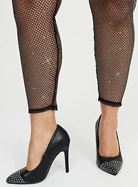 Full Length Rhinestone Fishnet Legging