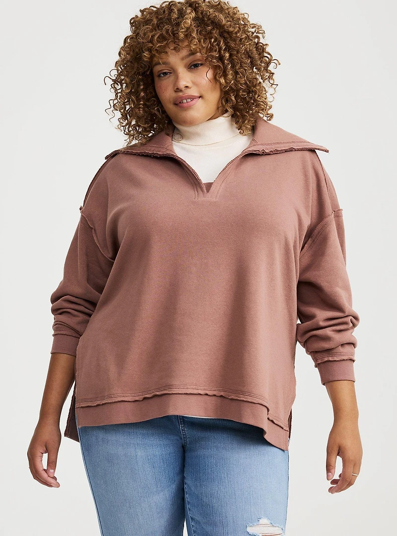 Fleece V-Neck Sweatshirt