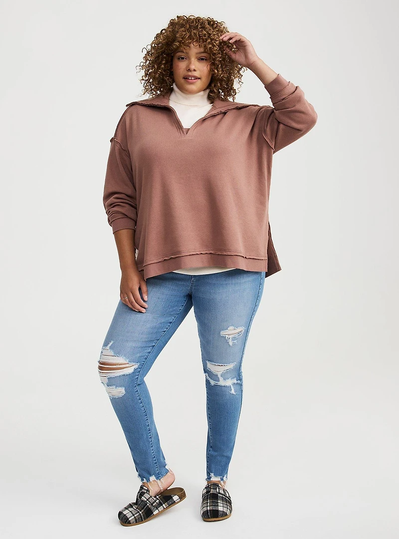 Fleece V-Neck Sweatshirt
