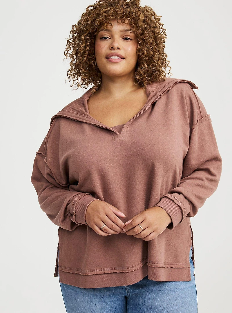 Fleece V-Neck Sweatshirt