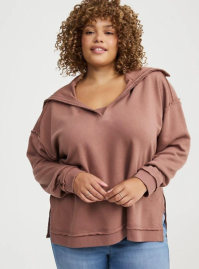 Fleece V-Neck Sweatshirt