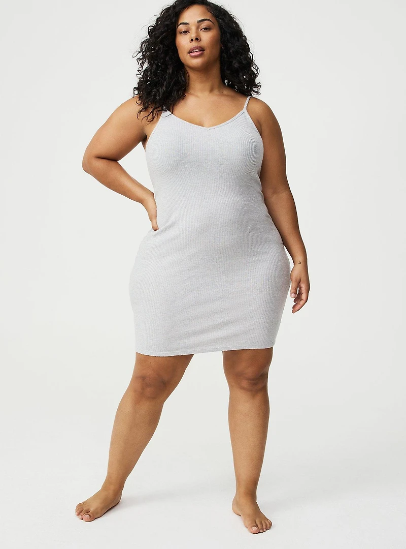 Shimmer Rib Midi Lounge Dress