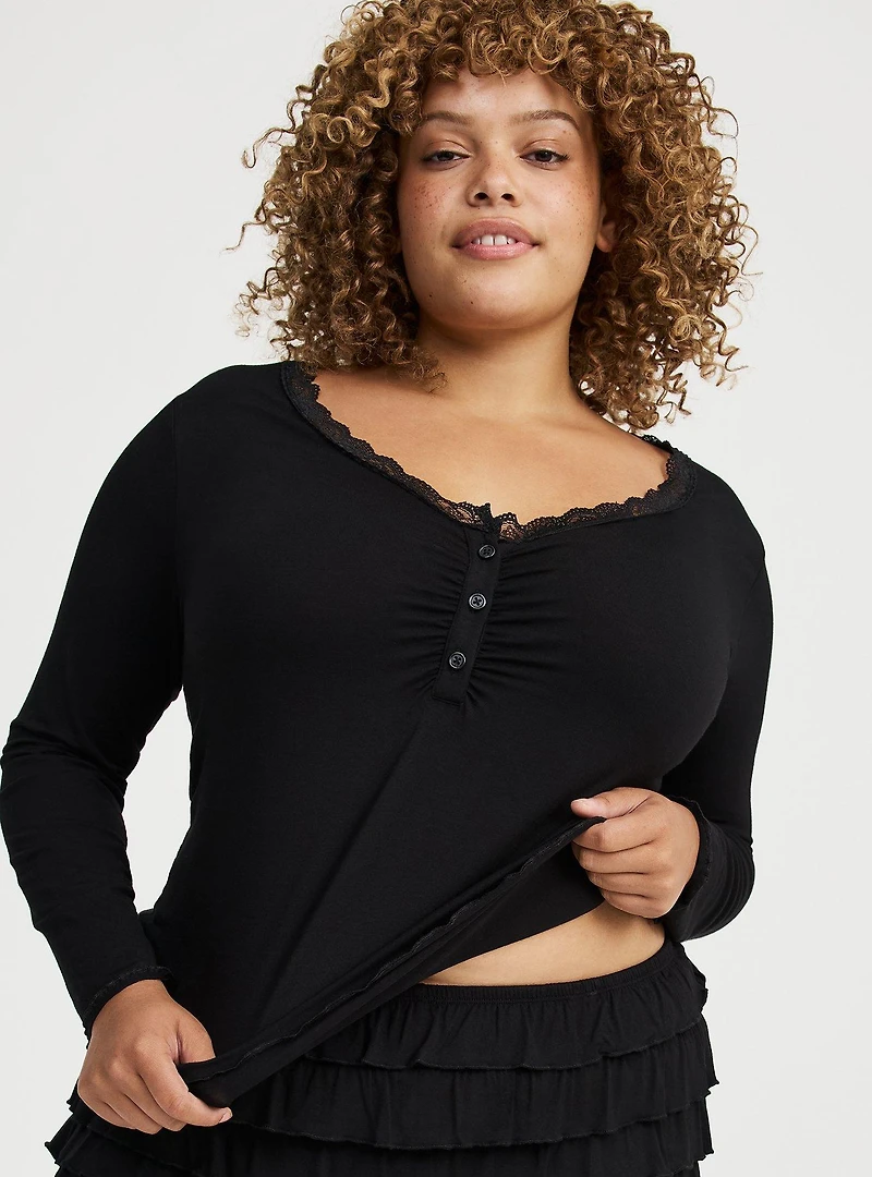 Super Soft Lace Trim Sleep Top