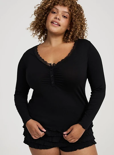 Super Soft Lace Trim Sleep Top