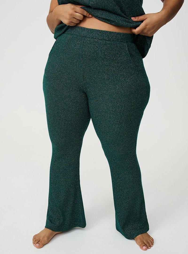 Shimmer Rib Pull On Flare Lounge Pant