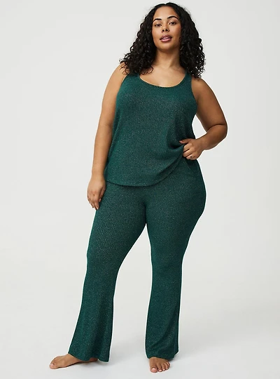 Shimmer Rib Pull On Flare Lounge Pant