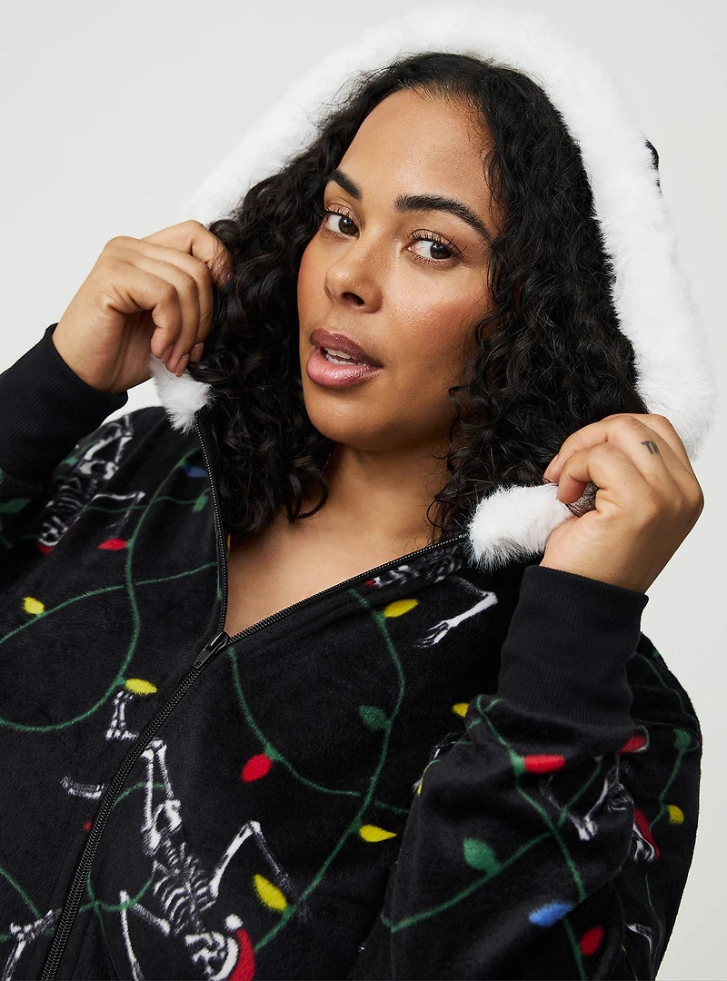 Fleece Zip-Up Lounge Dress