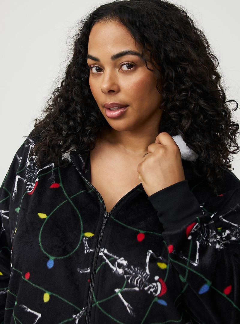 Fleece Zip-Up Lounge Dress