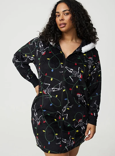 Fleece Zip-Up Lounge Dress
