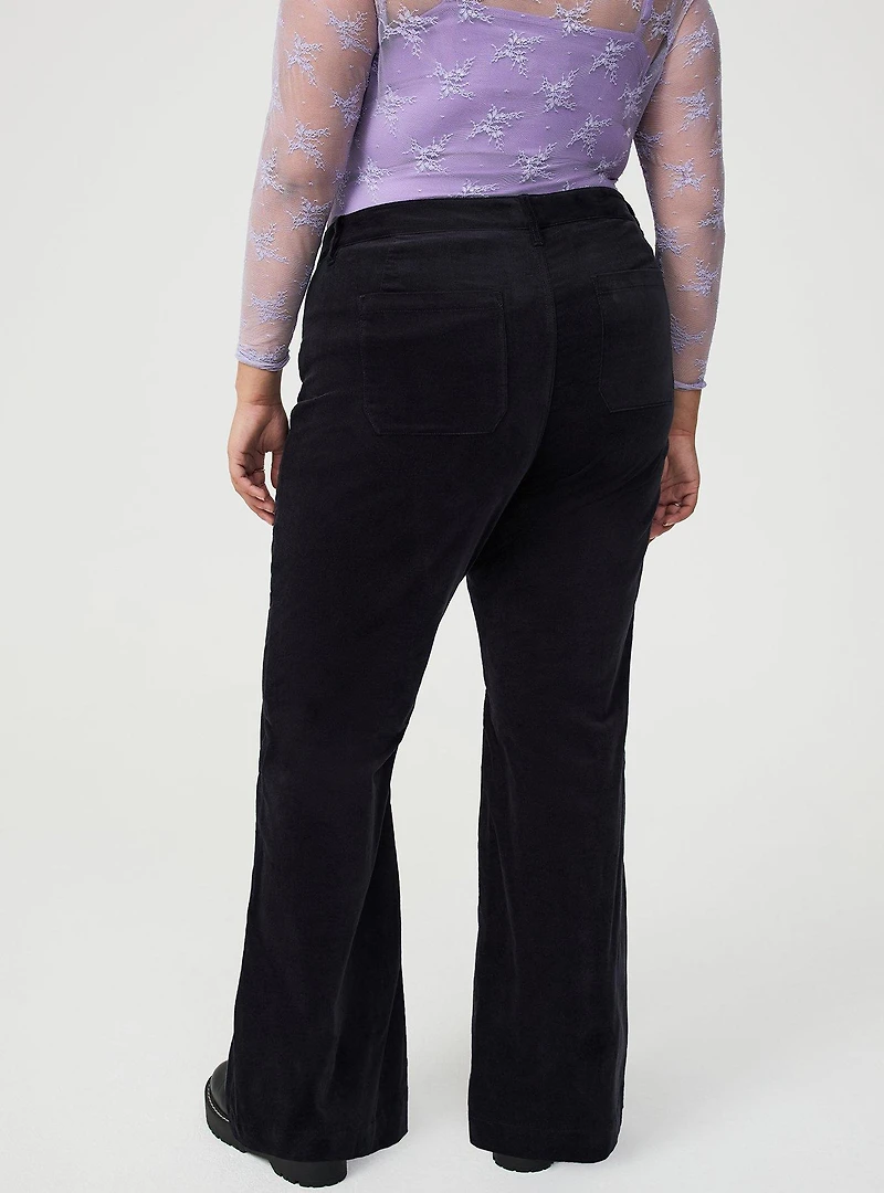 Flare Stretch Velveteen High Rise Pant