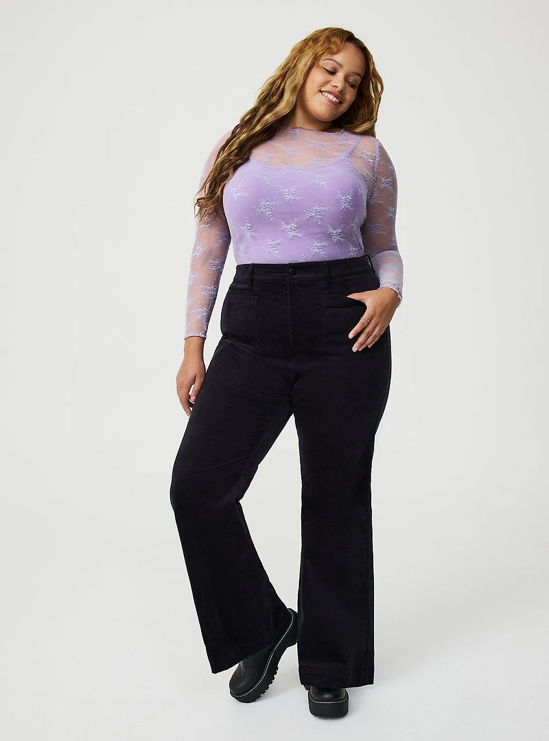 Flare Stretch Velveteen High Rise Pant