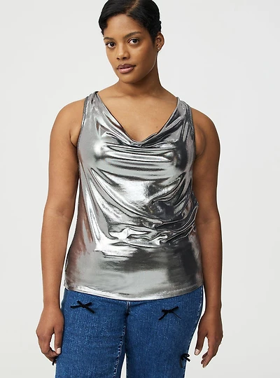Liquid Shine Cowl Neck Tank
