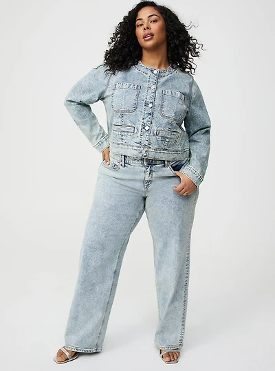 Perfect Wide Leg Glitter-Coated Jean