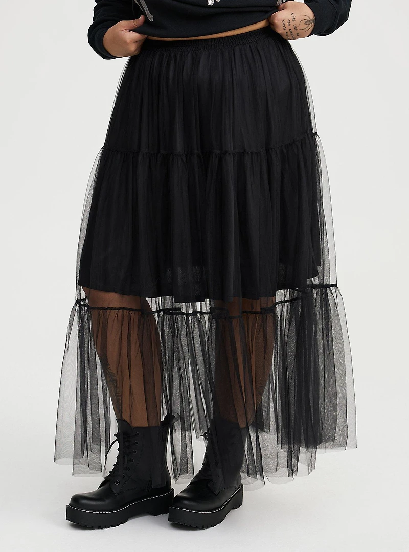 Tiered Tulle Maxi Skirt
