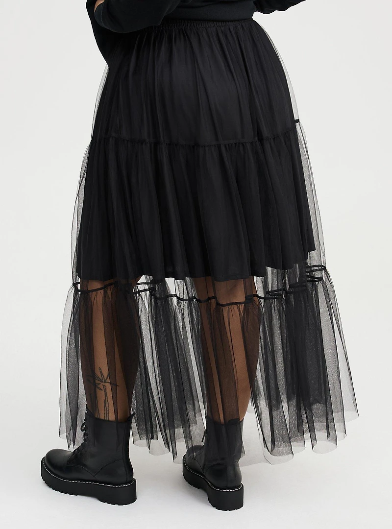 Tiered Tulle Maxi Skirt