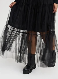 Tiered Tulle Maxi Skirt
