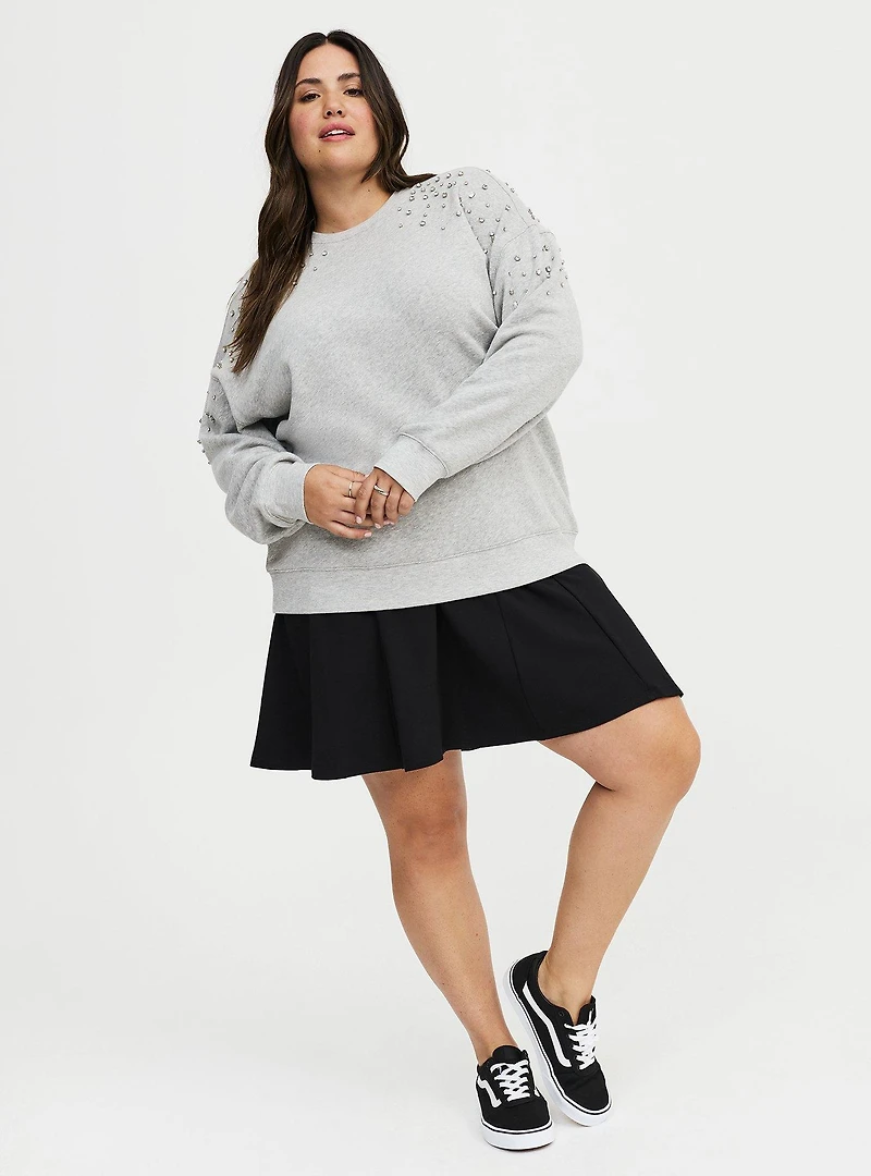 Embellished Fleece Crew Sweatshirt