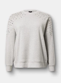 Embellished Fleece Crew Sweatshirt