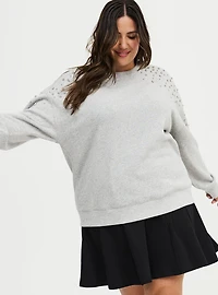 Embellished Fleece Crew Sweatshirt
