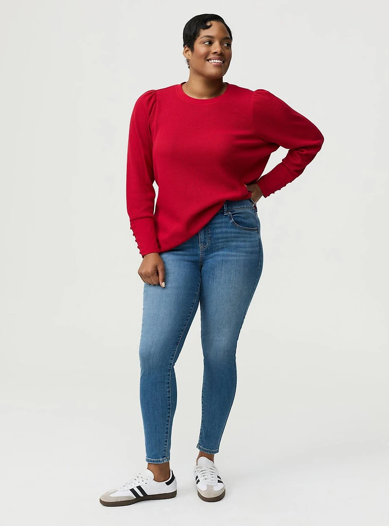 Thermal Crew Puff Sleeve Top