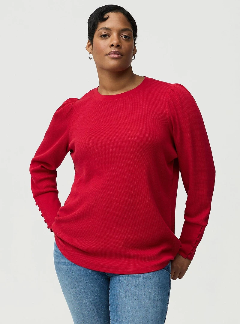 Thermal Crew Puff Sleeve Top