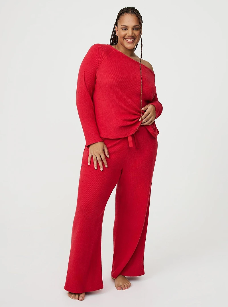 Rib Hacci Wide Leg Lounge Pant