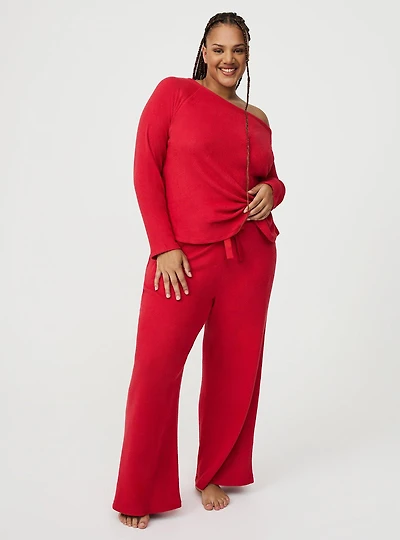 Rib Hacci Wide Leg Lounge Pant