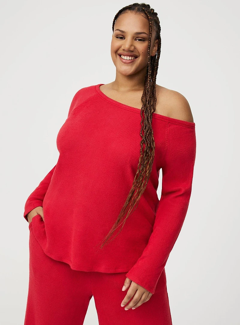 Rib Hacci Off the Shoulder Lounge Top