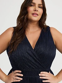 Glitter Surplice Wide Leg Jumpsuit