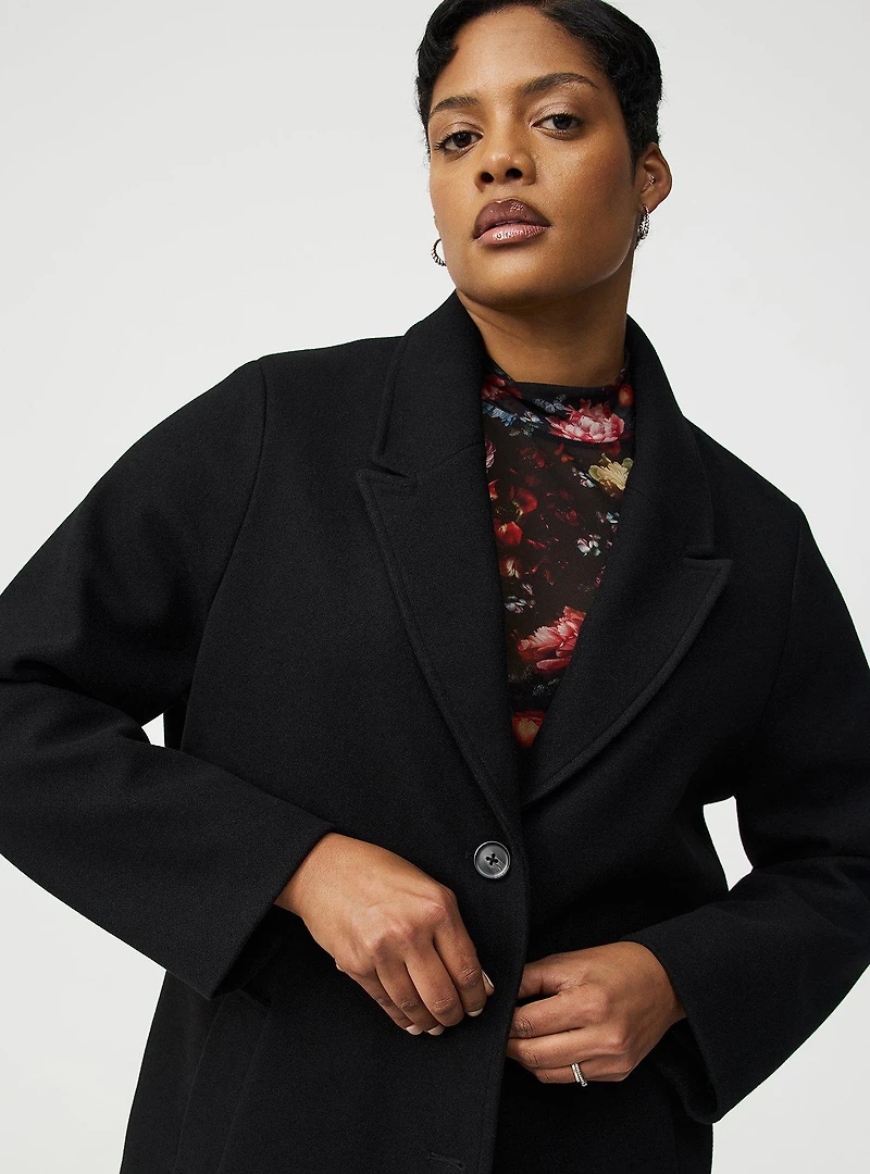 Faux Melton Trench Coat