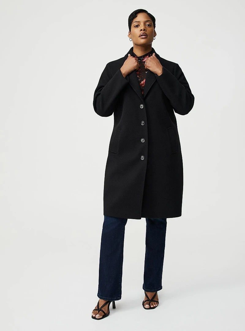 Faux Melton Trench Coat