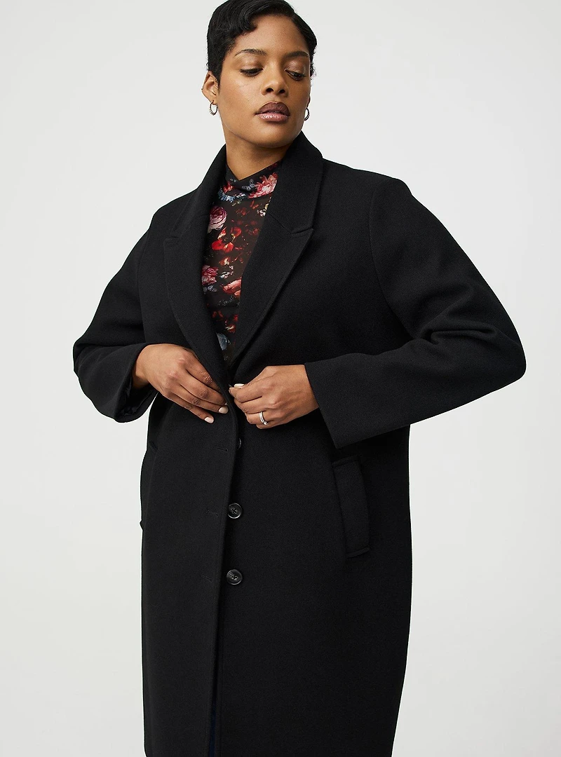 Faux Melton Trench Coat