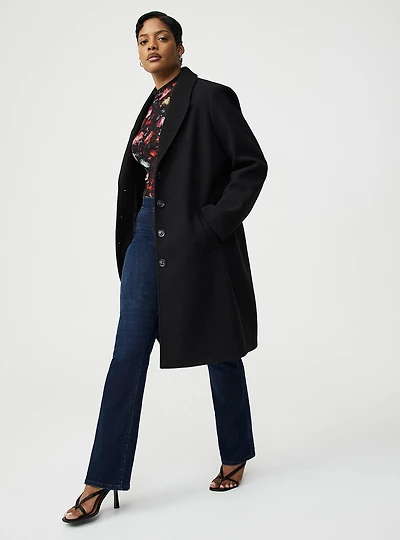 Faux Melton Trench Coat