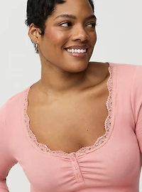 Cotton Modal Rib Henley Top