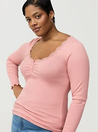 Cotton Modal Rib Henley Top
