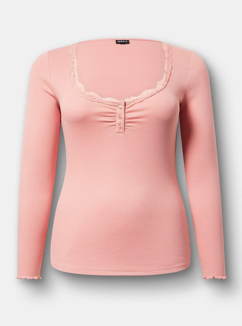 Cotton Modal Rib Henley Top