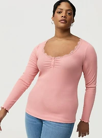 Cotton Modal Rib Henley Top