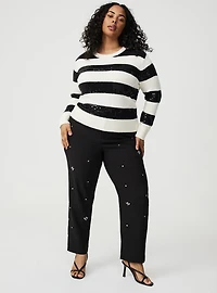 Sequin Striped Crew Pullover Sweater