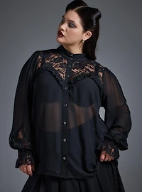 Nightfall High Collar Button-Up Top
