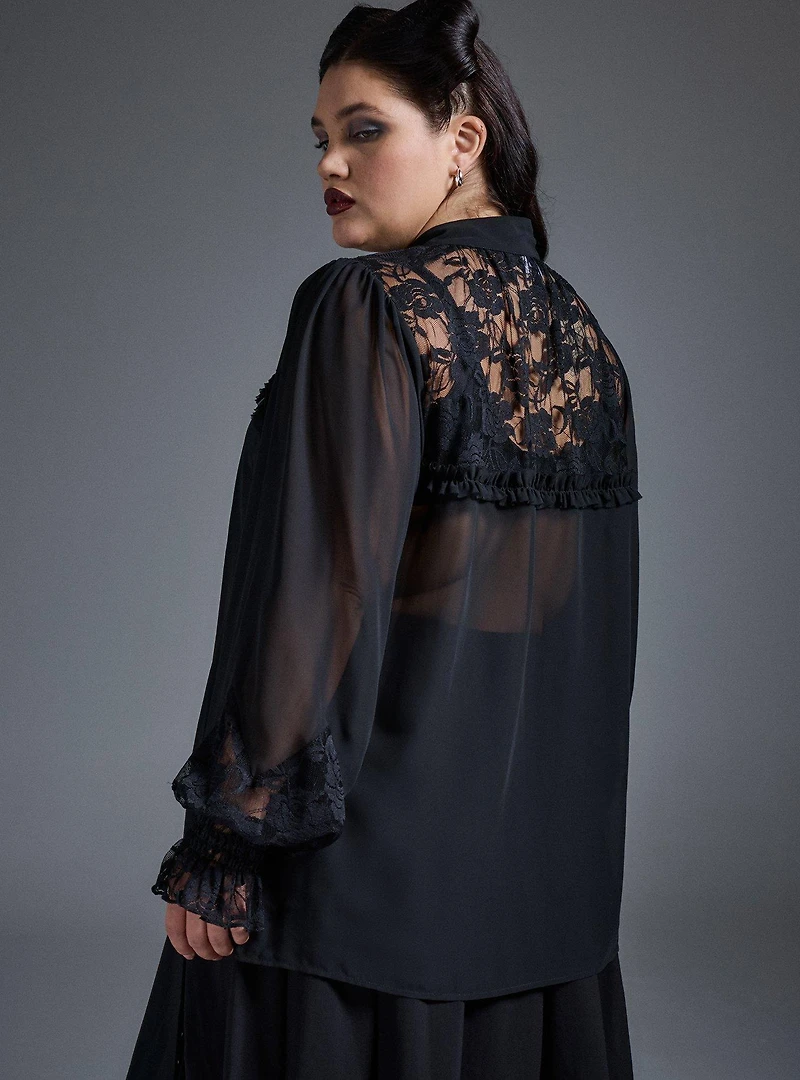 Nightfall High Collar Button-Up Top