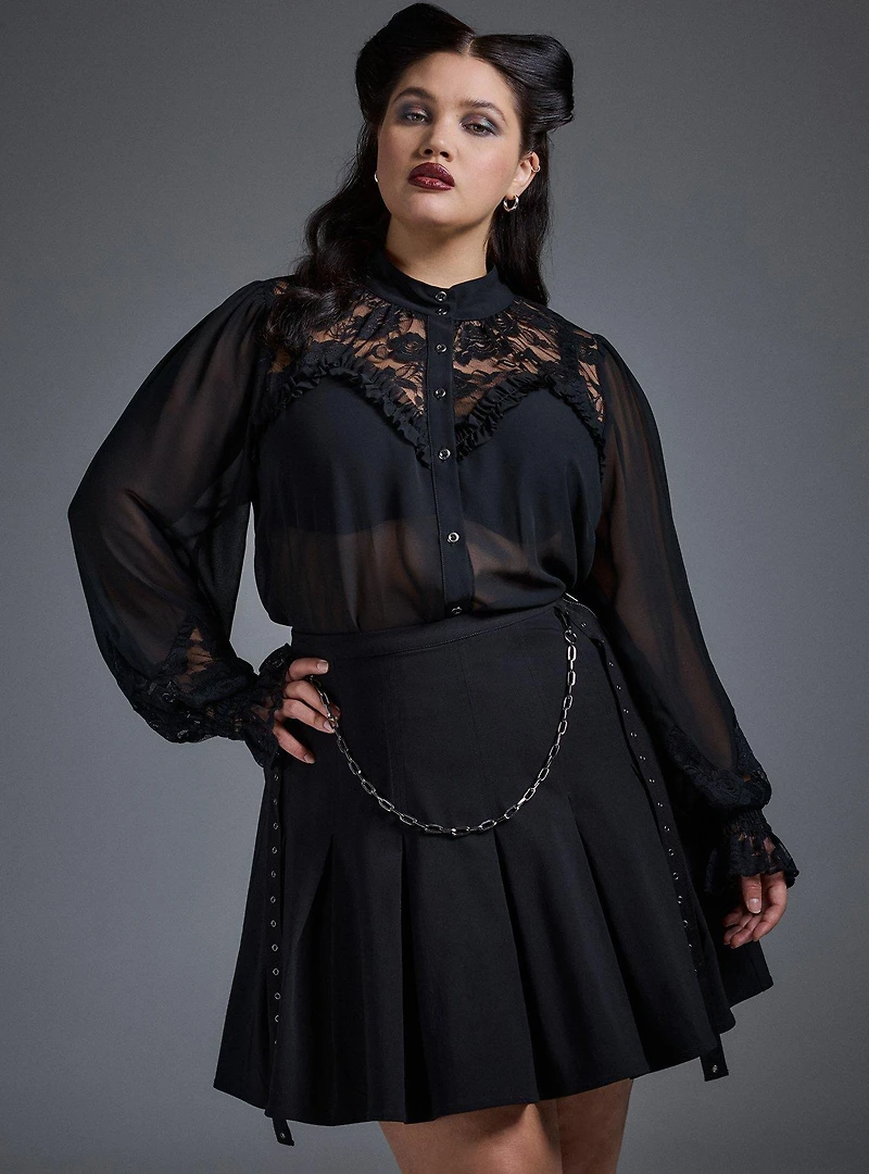Nightfall High Collar Button-Up Top