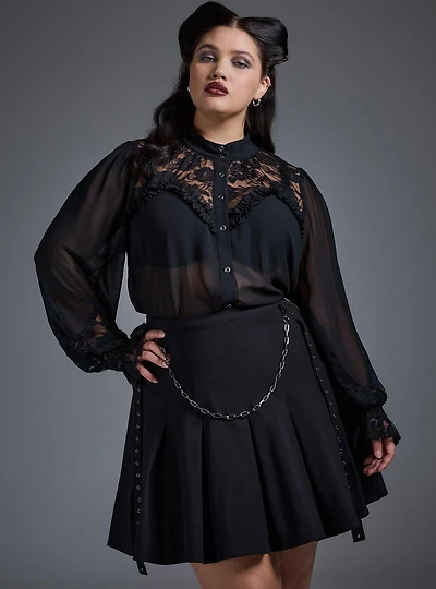 Nightfall High Collar Button-Up Top
